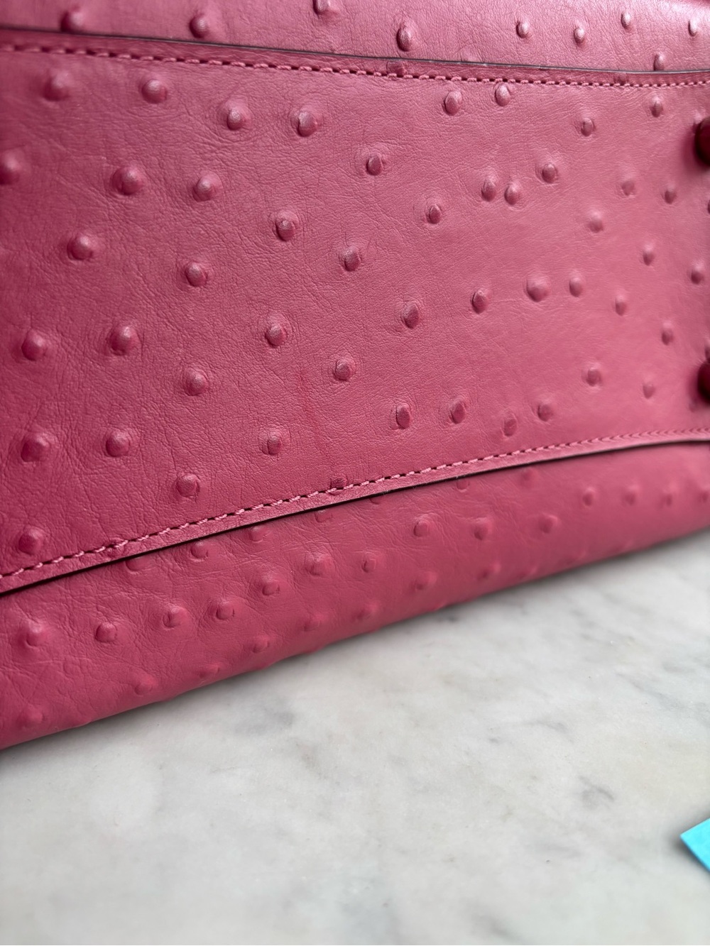 Coach Pink Ostrich-Embossed Leather Satchel with Silver Hardware - Picture 12 of 12